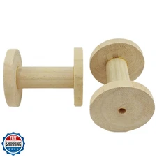 HAHIYO 4Inch/10cm 2PCs Natural Wood Unfinished Wooden Empty Thread Spool Smoo