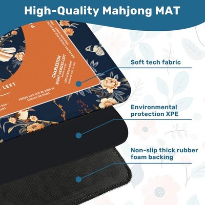 Premium Orange and Navy Mahjong Mat 30x30 Smooth, Durable Surface
