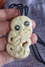Vintage Bone Maori New Zealand Hei Tiki.