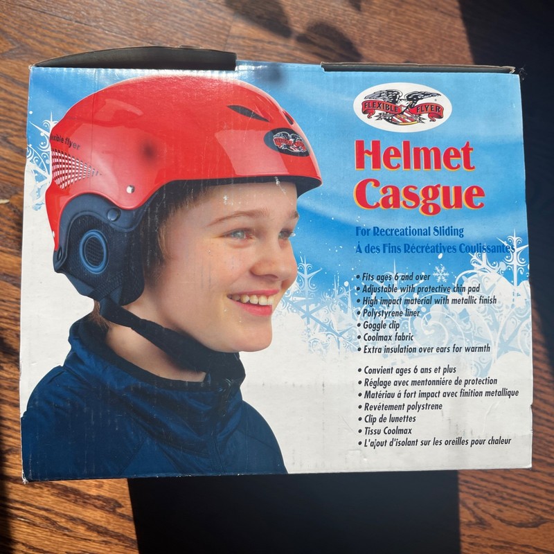Flexible Flyer Kids Snow Sledding Ski Helmet Red Small Youth Ages 6+ CPSC New