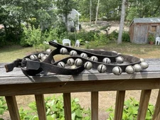 Antique 42 Horse Sleigh Bells with Original 90" Leather Strap