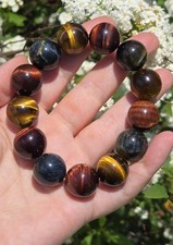 Gorgeous High Quality Rainbow Tiger Eye Flashy Beaded Stretchy Bracelet