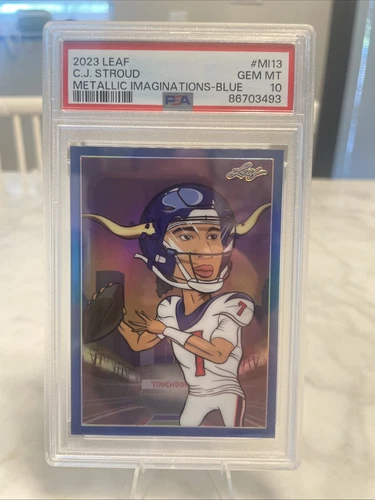2023 Leaf CJ Stroud Metallic Imaginations-Blue /49 PSA 10 RC Texans Color Match