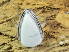 Natural Howlite 925 Solid Sterling Silver Ring Size US-9