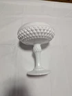 Vtg Indiana Milk Glass Diamond Point Compote Pedestal Candy Dish Bowl 6"w by 7"