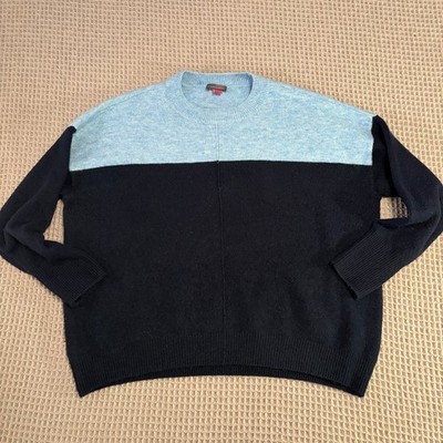 Vince Camuto Cozy Blue Color Block Long Sleeve Womens Medium