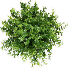 8 Bundles Artificial Eucalyptus Plant Fake Boxwood Shrubs UV Resistant No Fade