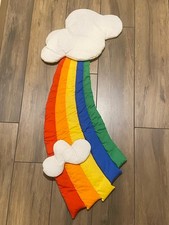 VINTAGE 1980S WOOLTEX PLUSH FABRIC RAINBOW BRITE THEME CLOUD WALL HANGING 43X20  
