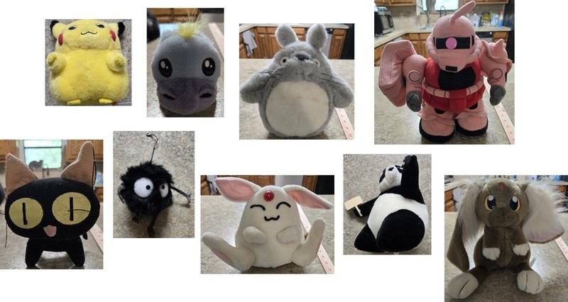 Anime Plush Lot - Genma, Pikachu, Grunty, Mokona, Totoro, more