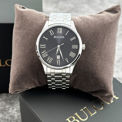 Bulova Classic Collection men Stainless Steel watch Gray Dial Men's Watch 96B261