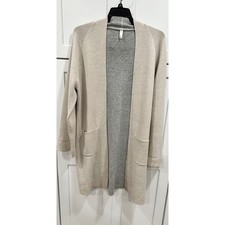 GAP BODY Beige Gray Knit Open Front Long Sleeve Cardigan Sweater M L