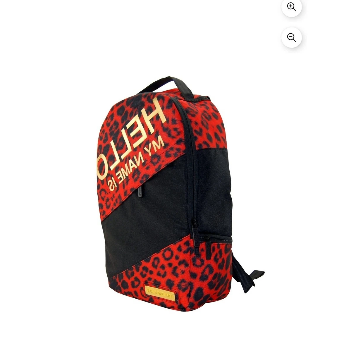 HELLO Red Leopard Print & Black Backpack by [Sprayground] MINI RED CHEETAH PRINT BAG AFRICAN INTELLIGENCE - Panda Ski  main image 2