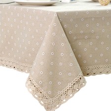Flower Pattern Tablecloth Linen Cotton Table Cloth with Lace Multi-functional