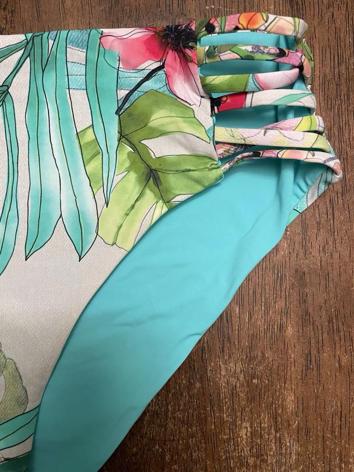 BEBE 2 изделия бикини купальник большой цветочный золотой U-кольцо новый - Изображение 4 из 4