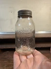 Vintage Horlick's Malted Milk Clear Glass Bottle Jar with Lid 5" Tall