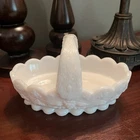 Vintage Westmoreland White Milk Glass Trinket Candy Compote Footed Dish