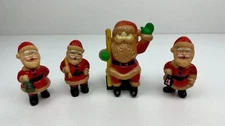 Vintage Japan Santa Christmas Rubber Squeaky Toy Set & J.S.N.Y. Stocking Holder