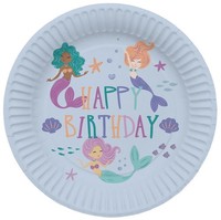 Meerjungfrau Deko Teller 23 Cm - 8 StüCk - Glitzer - Party Geschirr