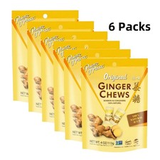 Pack of 6 - Original Ginger Chews- 4oz -Natural Ginger Candy-Exp:2027/1