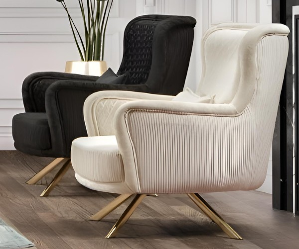 Elegantes 2X Sessel Set Mit Goldenen Beinen Und LuxuriöSem Stoffbezug-image