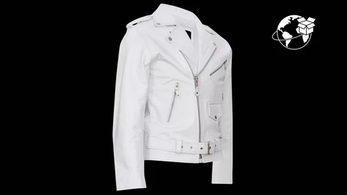 Men's Stylish Brando Casual White Leather Biker Jacket video thumbnail