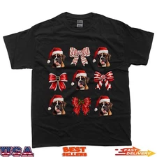 Boxer Christmas Santa Hat Coquette Bows Dog Lover T-Shirt