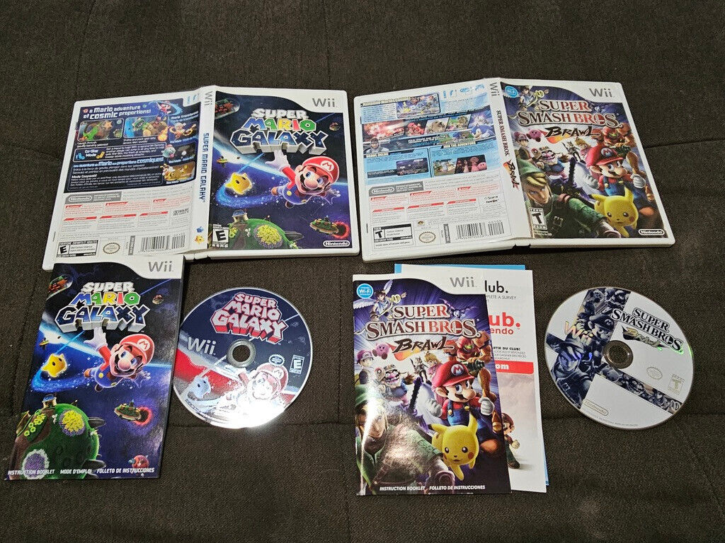 Super Smash Bros. Brawl / Super Mario Galaxy Wii Games Lot Free