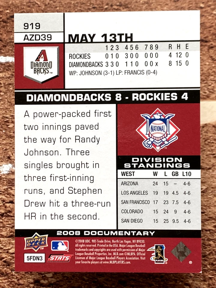 2008 Upper Deck Documentary Dan Haren #919 - Image 2 of 2