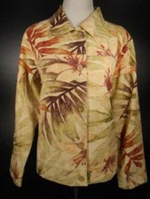 Beautiful Women's Large Coldwater Creek Yellow Floral Long Sleeve Button Blazer