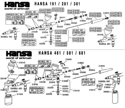 Aerograph Düse 0,3mm Mit Dichtung - Ersatz Für Hansa 351, 381, 451, 681