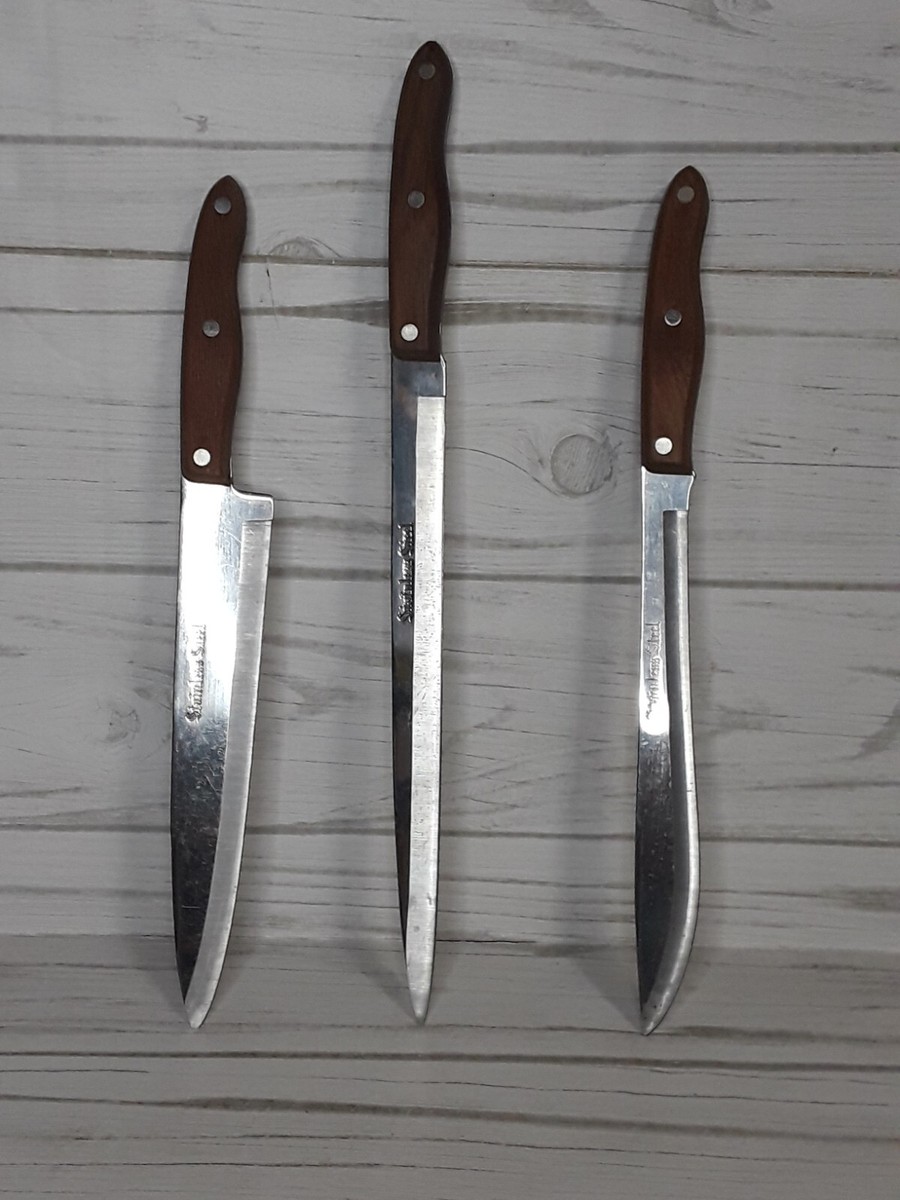 Vtg Interpur Japan Stainless Steel Chopping Carving Knife Three