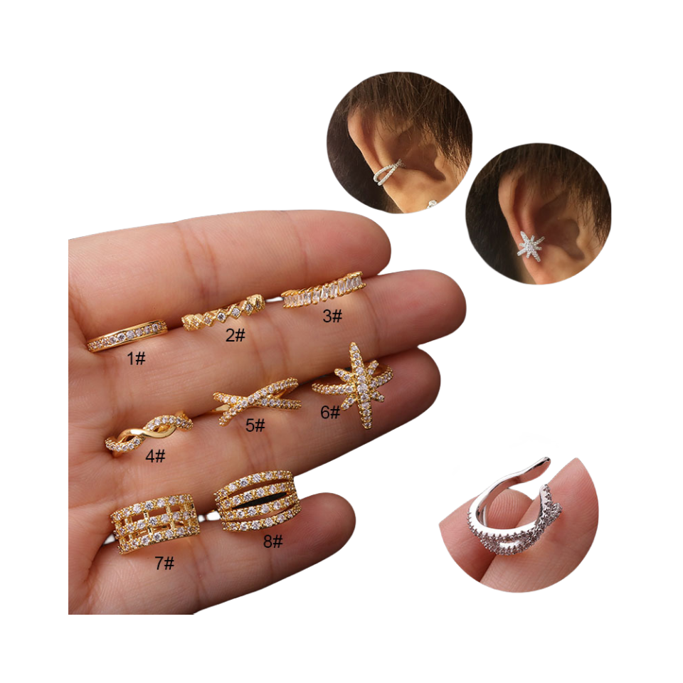 Non-Piercing Zircon Drop Clip Hook Cartilage Ear Cuff Earrings No Hole-image