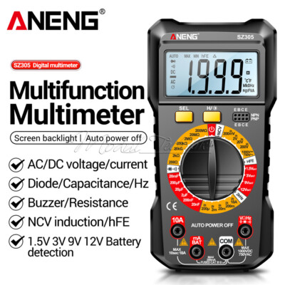 ANENG SZ304 SZ305 Backlight Digital Multimeter NCV AC/DC Votage Current Ohm Test