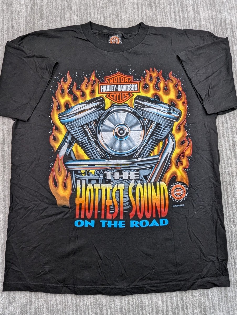 Vintage 90s Harley Davidson Hottest Sound On The Road Flames Motor 