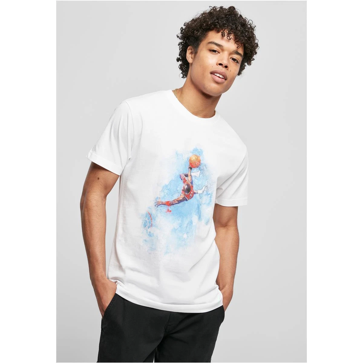 Mister Tee Basketball Clouds Tee Sports Streetwear Crew Neck Short Men