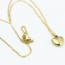 Women Gold Plated Titanium Stainless Steel Heart Love Pendant Necklace 17"