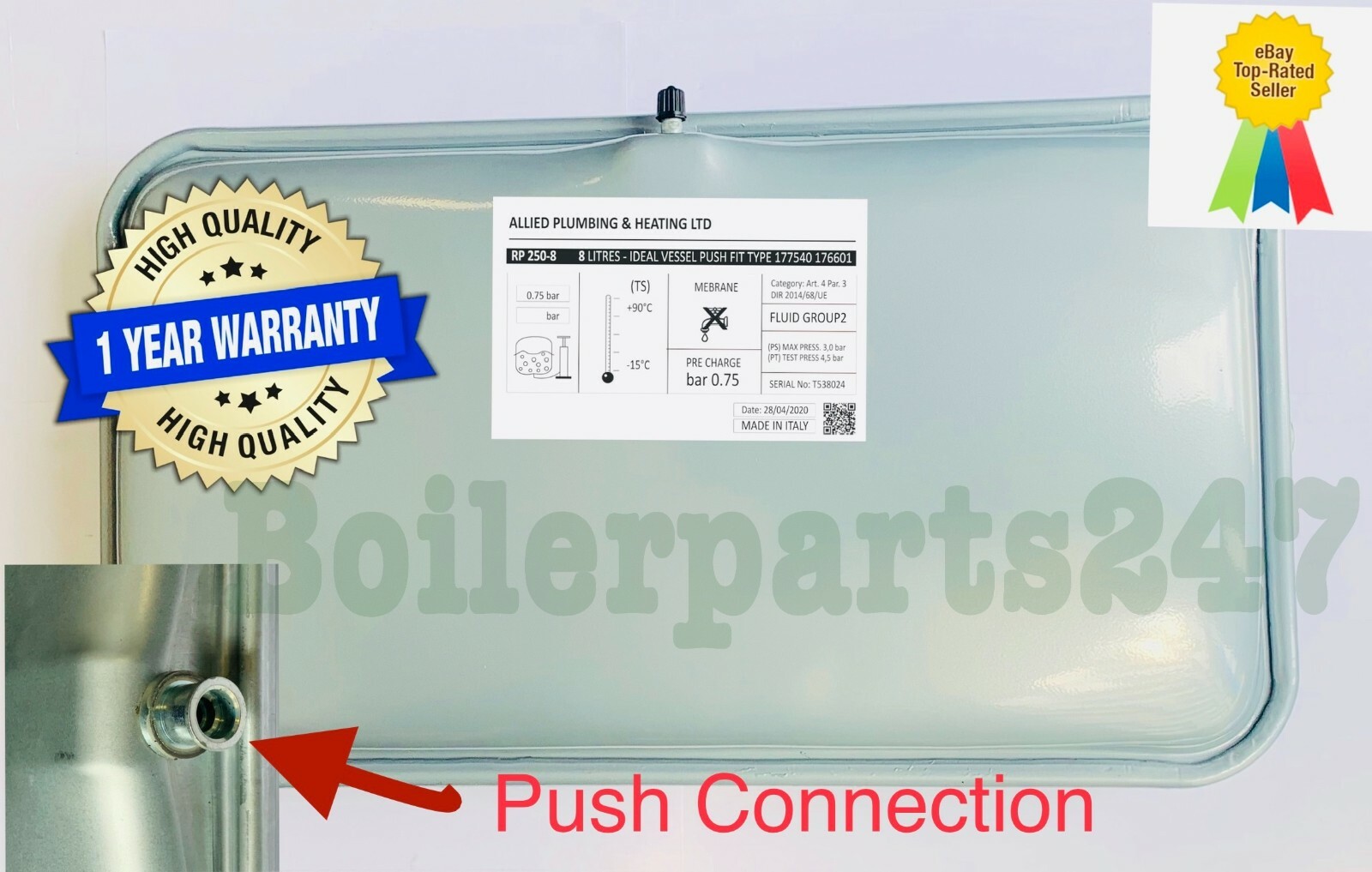 Ideal Logic Combi 35 Boiler expansion vessel kit 177540 & PRV 175413