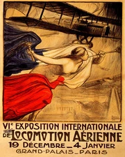 POSTER AVIATION INTERNATIONAL EXHIBITION PARIS AIRPLANE VINTAGE REPRO FREE S/H