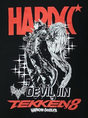 Tekken 8 x Hardcore Chocolate DEVIL JIN T-shirt Black Cotton Japan
