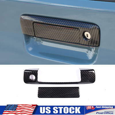 Carbon Fiber Pattern Tailgate Handle Trim Cover Fit For Ford Maverick 2022-2025