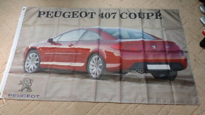 Drapeau / Bannière Peugeot 307 CC - Tissu Polyester Gris - Neuf - Idéal Fan