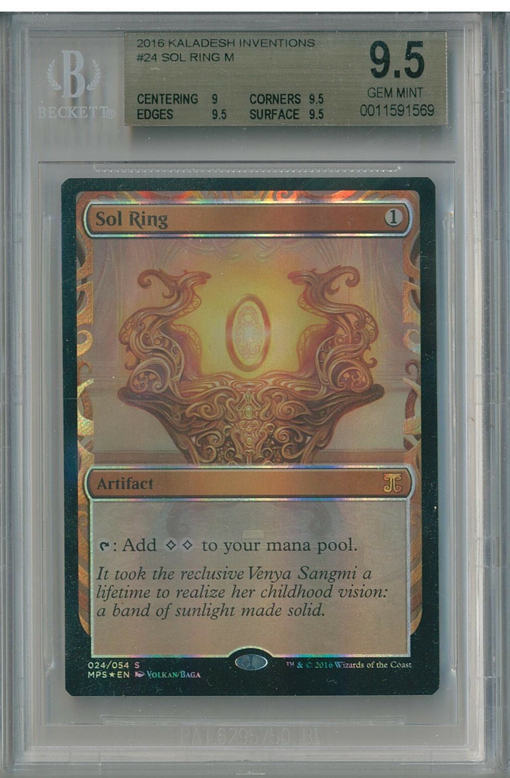 MTG Sol Ring Kaladesh Inventions Masterpiece BGS 9.5 (9,95,95,95) RARE! FOIL