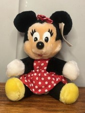 Vintage Disneyland Walt Disney World Minnie Mouse Plush Red Polka Dot Dress Bow