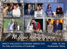 Prince WILLIAM & KATE Duke & Duchess of Cambridge Stamp Sheet (2021 Antigua)