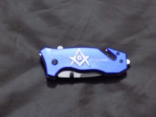 Master Mason Blue Fold Pocket Knife Spring Assist Freemason Emergency NEW 