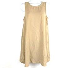 Forever 21 Nude Beige High Crew Neck Flowy Sheath Dress Sleeve Summer Casual S