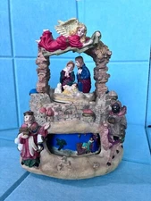 Nativity Figurine Wind Up Plays Silent NIght Musical Christmas Spins Bethlehem 