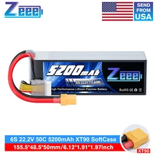Zeee 22.2V 50C 5200mAh 6S LiPo Battery XT90 for RC Helicopter Airplane Jet Car