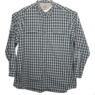 RedHead Gray Plaid Long Sleeve Button-Up 100% Cotton Shirt  2XLT
