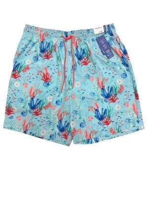 Caribbean 3XT Swim Trunks Shorts Ocean Blue 3 Pockets Fish Boxer Lined Quick Dry